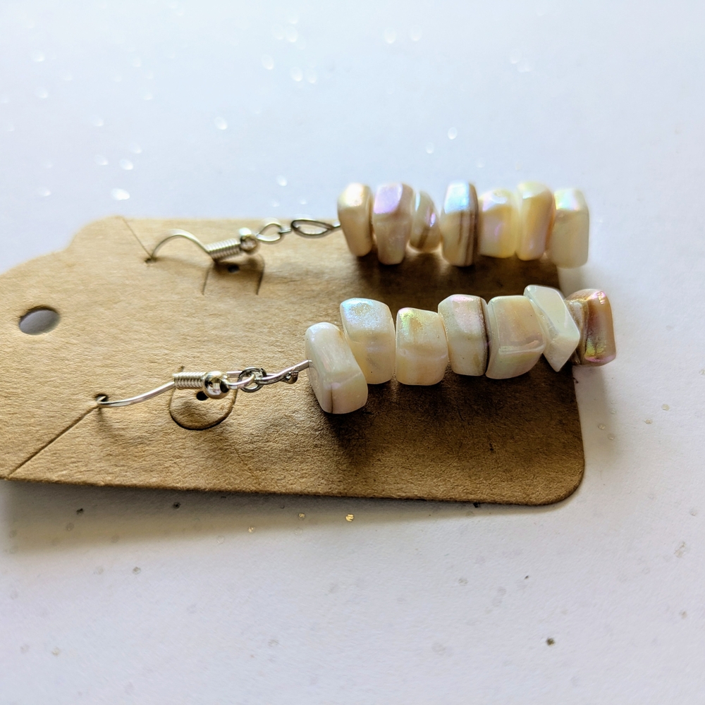 Handmade Mother of Pearl Stacked Dangle Earrings